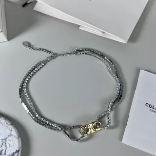 Celine Triomphe Collier Cristal Pavé Double-Strand