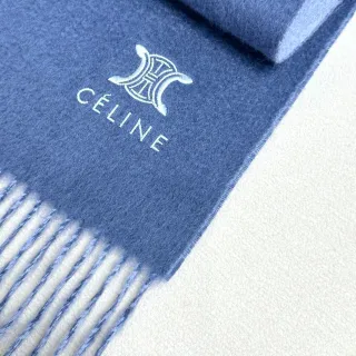 Celine Triomphe وشاح كشمير أزرق مطرز