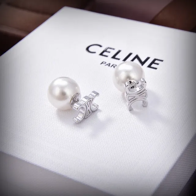 Celine Triomphe Pearl Stud Earrings 3