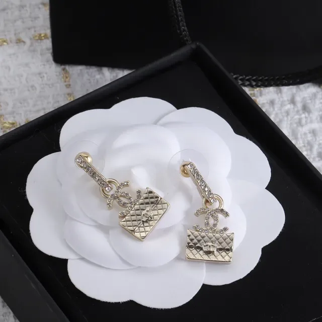 Chanel Bag Motif Crystal Quilted Earrings 5