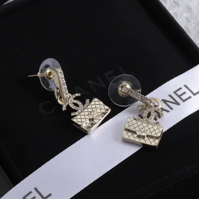 Chanel Bag Motif Crystal Quilted Earrings 6