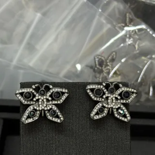 Chanel Butterfly Pavé Crystal and Blue Stone Earrings