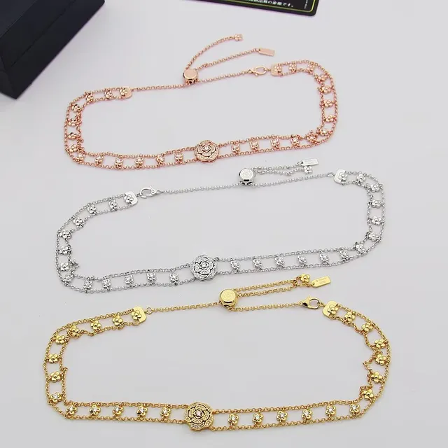Chanel Camélia Choker রূপালি টোন পাভে জেমস্টোন মালা 6