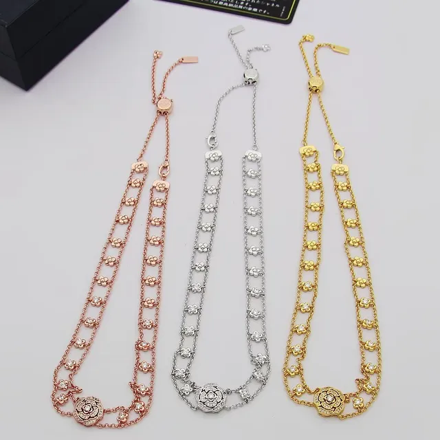 Chanel Camélia Choker রূপালি টোন পাভে জেমস্টোন মালা 8