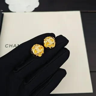 Chanel Camellia Motif Gold-Tone Crystal Earrings