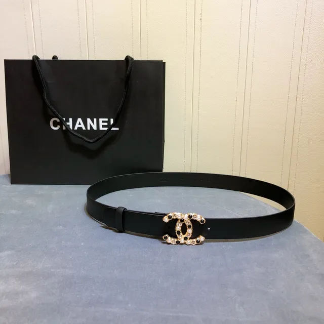 Chanel CC Belt Black Gold Buckle Leather Belt 2