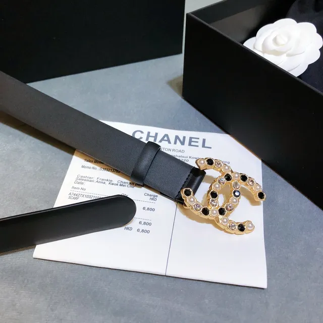Chanel CC Belt Black Gold Buckle Leather Belt 4