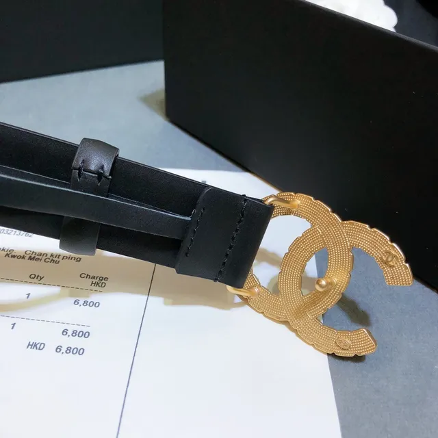 Chanel CC Belt Black Gold Buckle Leather Belt 5