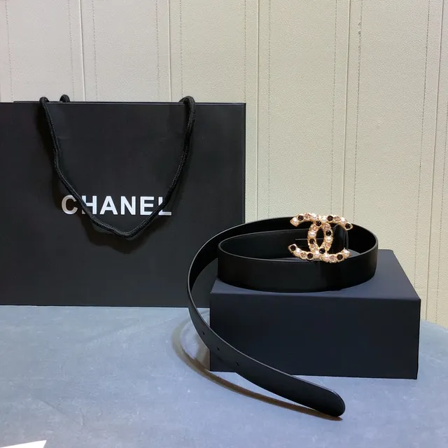 Chanel CC Belt Black Gold Buckle Leather Belt 6