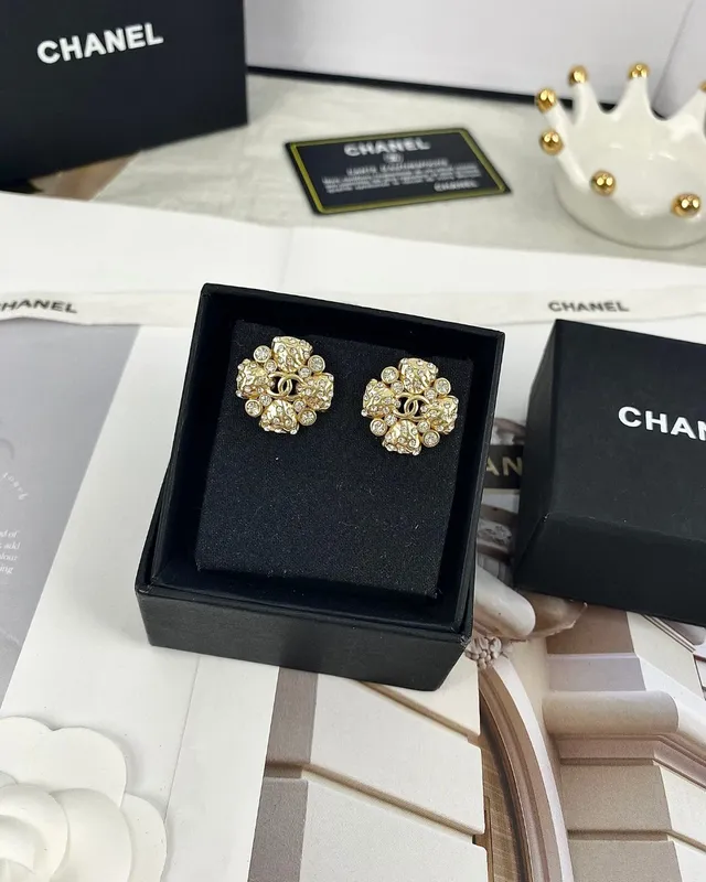 Chanel CC Cross Crystal Gold-Tone Stud Earrings 2