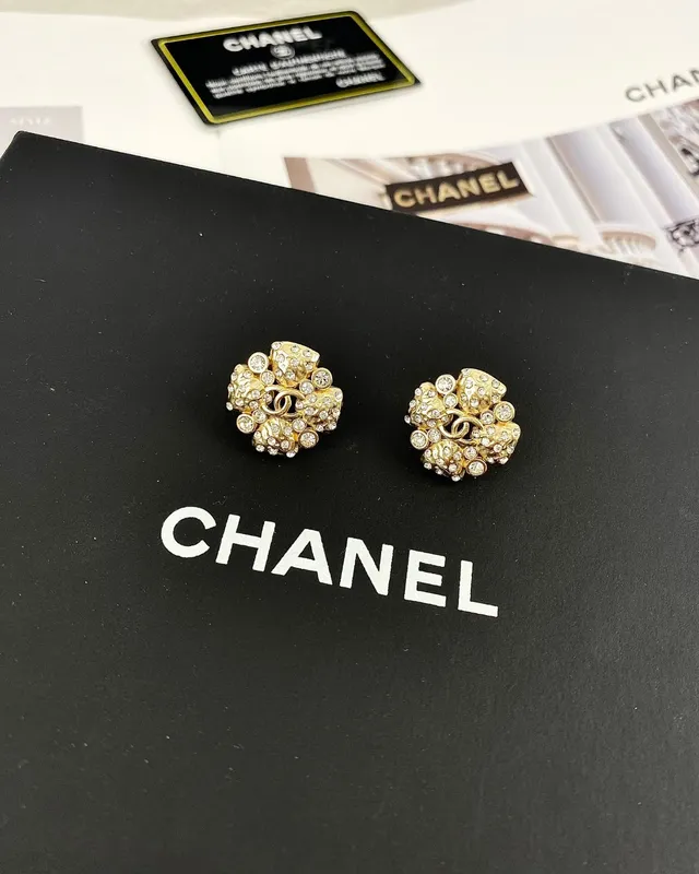 Chanel CC Cross Crystal Gold-Tone Stud Earrings 3