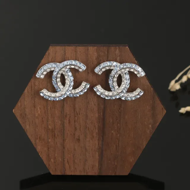Chanel CC Logo Crystal Pavé Stud Earrings 3