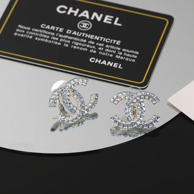 Chanel CC Logo Crystal Pavé Stud Earrings 6