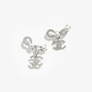 Chanel CC Pearl Pavé Crystal Dangling Earrings