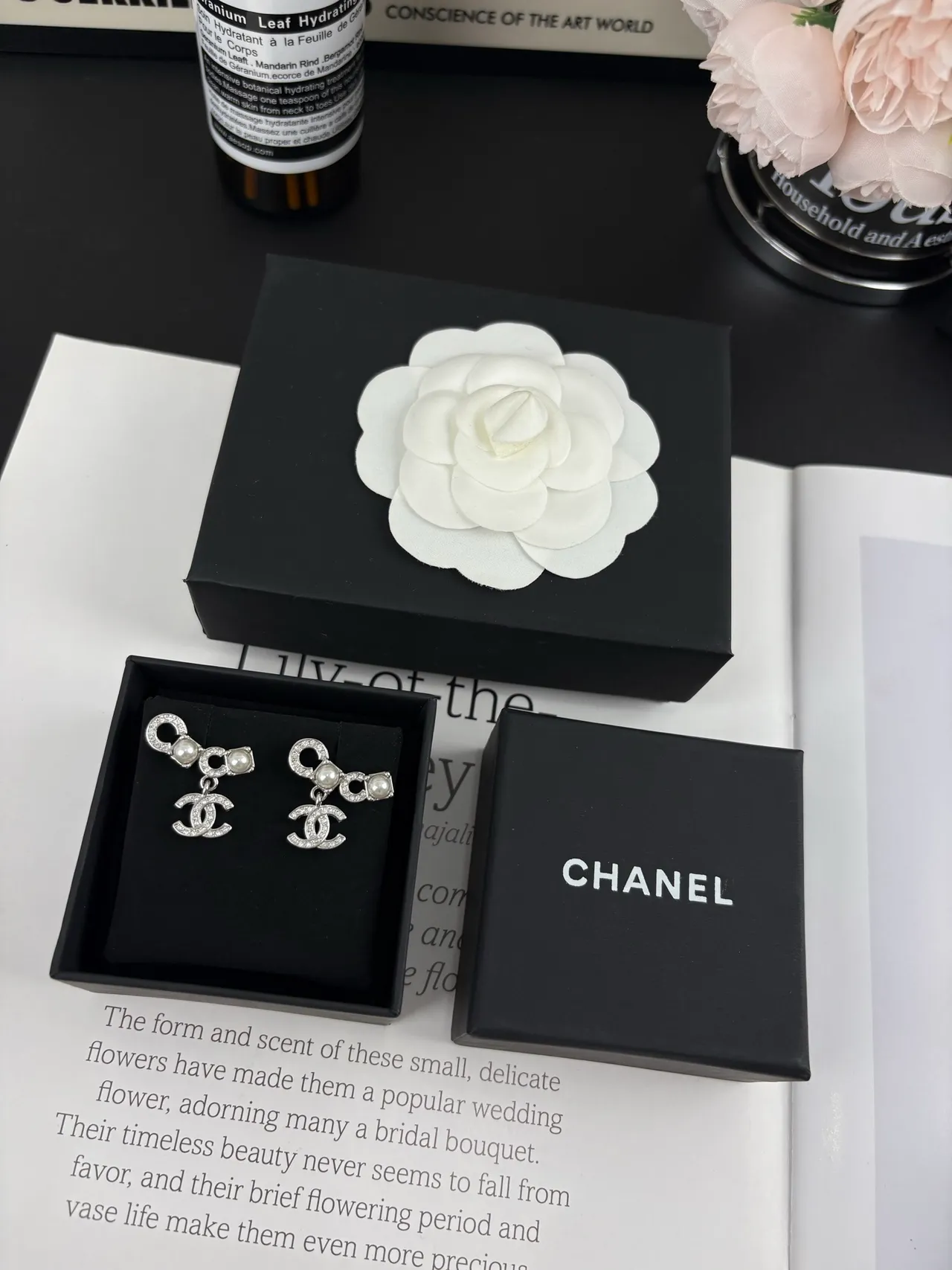Chanel CC Pearl Pavé Crystal Dangling Earrings 2