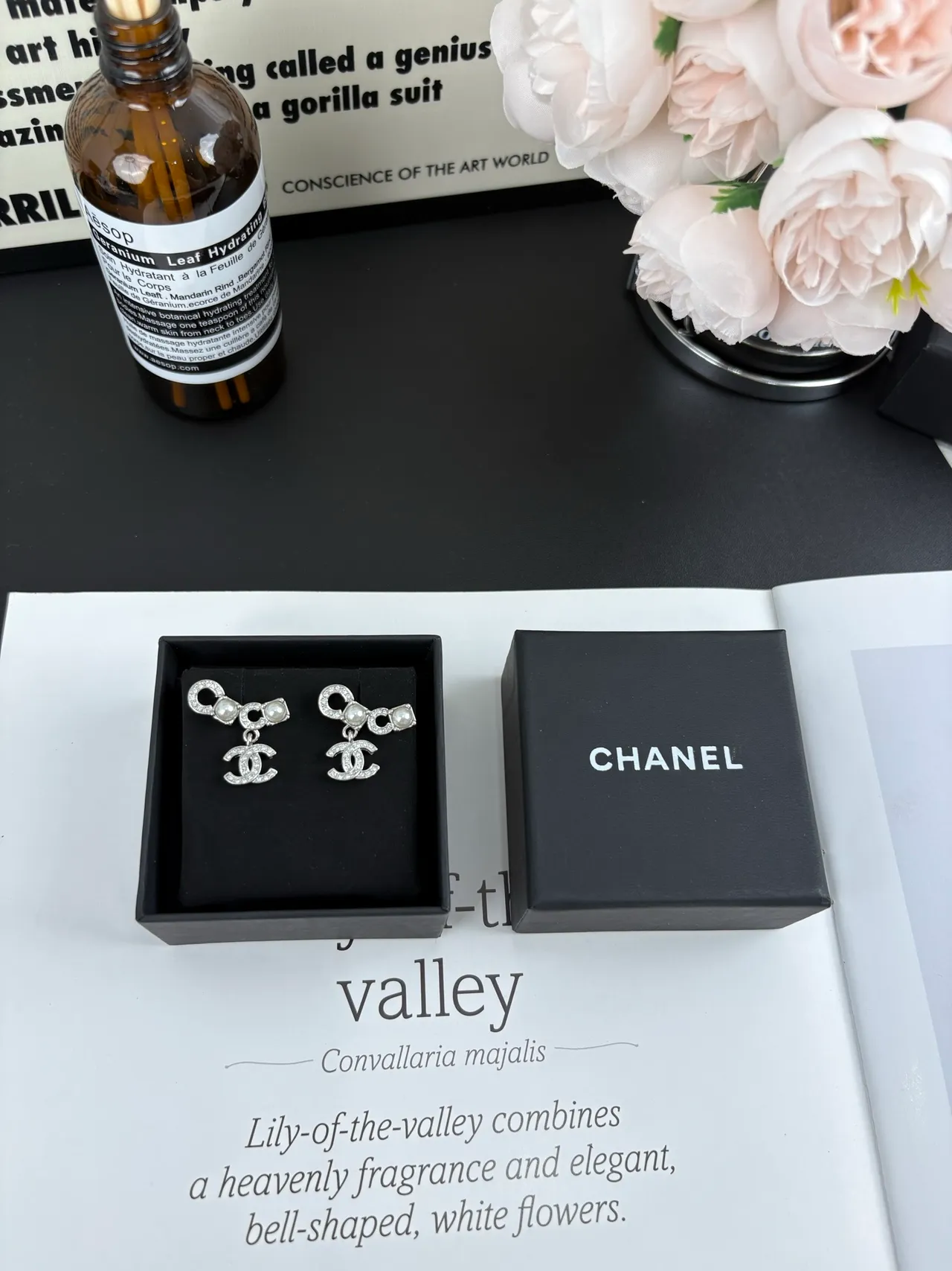 Chanel CC Pearl Pavé Crystal Dangling Earrings 3