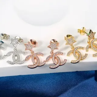 Chanel CC Star Pavé Crystal Drop Earrings