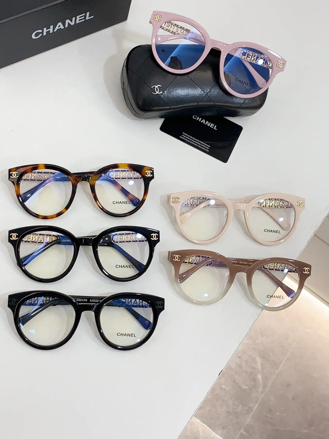 Chanel Chain Black Gold Glossy Acetate Branding Optical Glasses 3