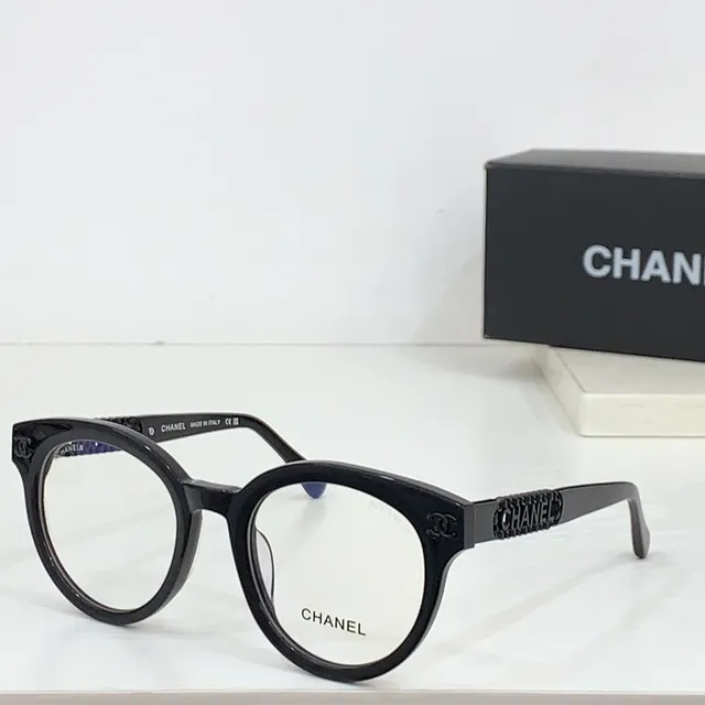 Chanel Chain Black Gold Glossy Acetate Branding Optical Glasses 4