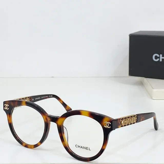 Chanel Chain Black Gold Glossy Acetate Branding Optical Glasses 8