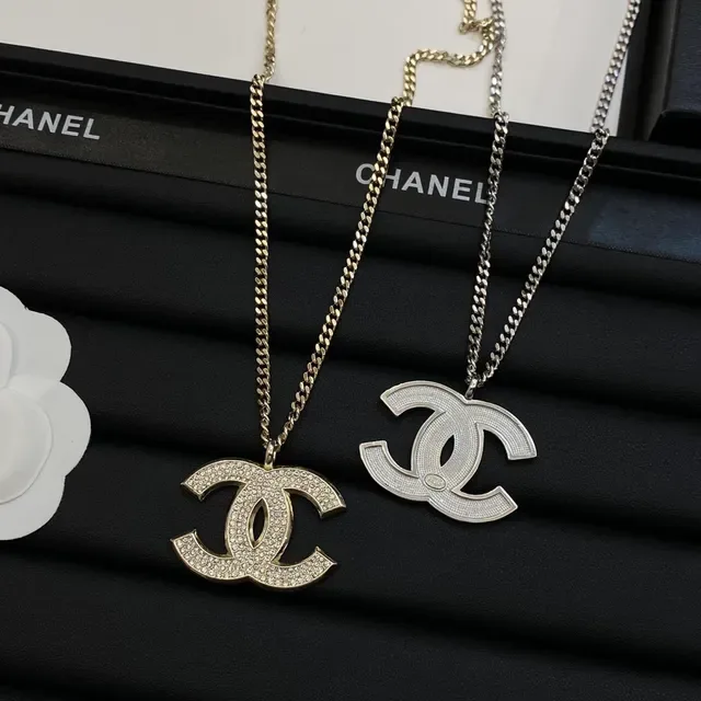 Chanel Classic CC Silver White Pavé-Crystal Logo Curb Chain Necklace 5