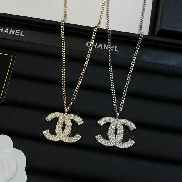 Chanel Classic CC Silver White Pavé-Crystal Logo Curb Chain Necklace 6