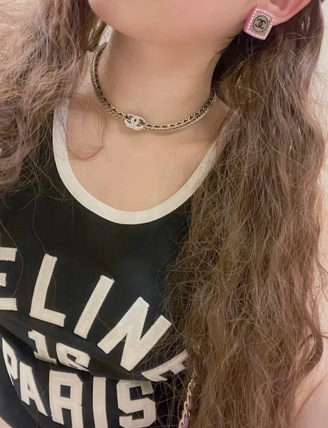 Chanel Classic Chain Necklace Gold Black Braided Inlay Detailing Necklace 5