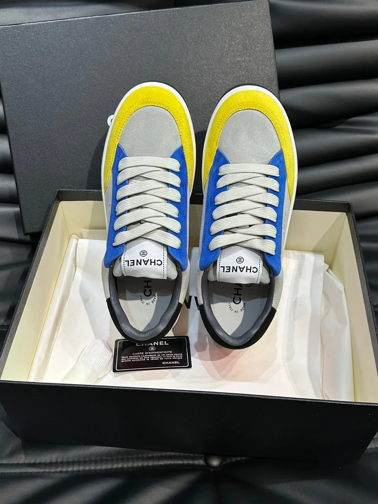 Chanel Color-Blocked Suede and Leather Lifestyle Sneakers 5