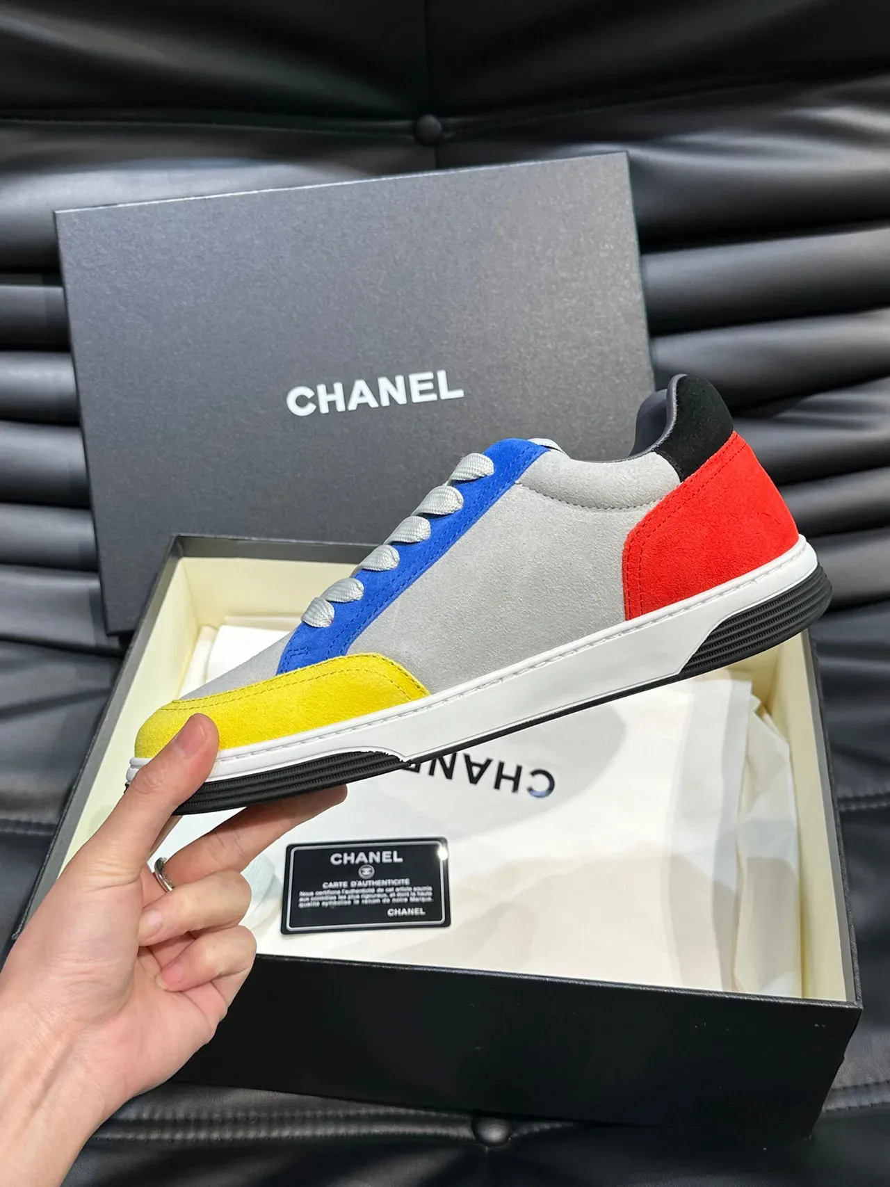 Chanel Color-Blocked Suede and Leather Lifestyle Sneakers 7