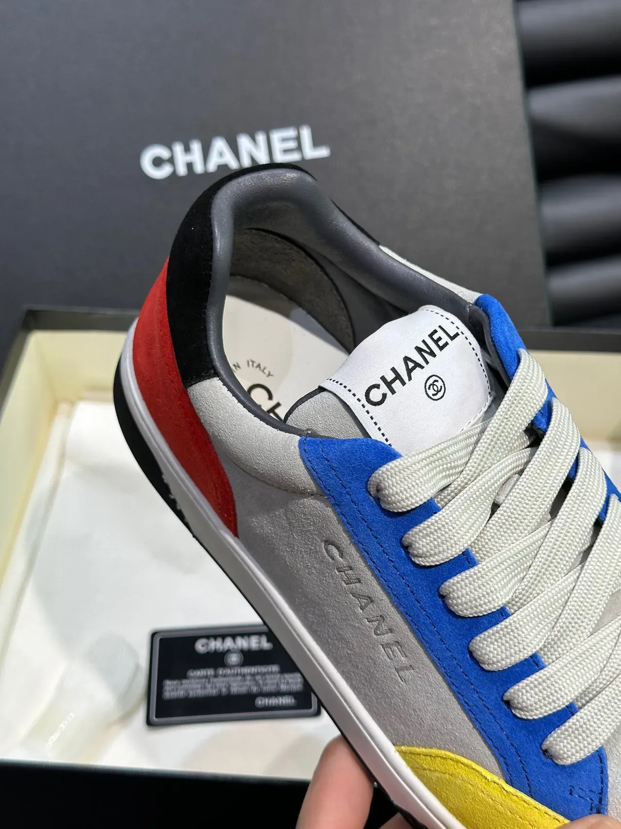 Chanel Color-Blocked Suede and Leather Lifestyle Sneakers 8