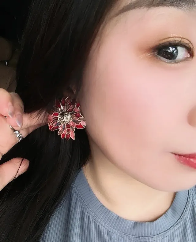 Chanel Floral Enamel CC Logo Stud Earrings 6