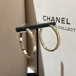 Chanel सुनहरा पारदर्शी हूप ईयररिंग