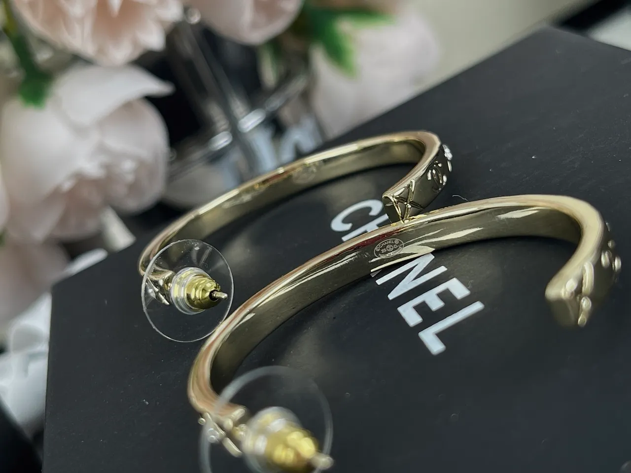 Chanel Gold Transparent Hoop Earrings 3