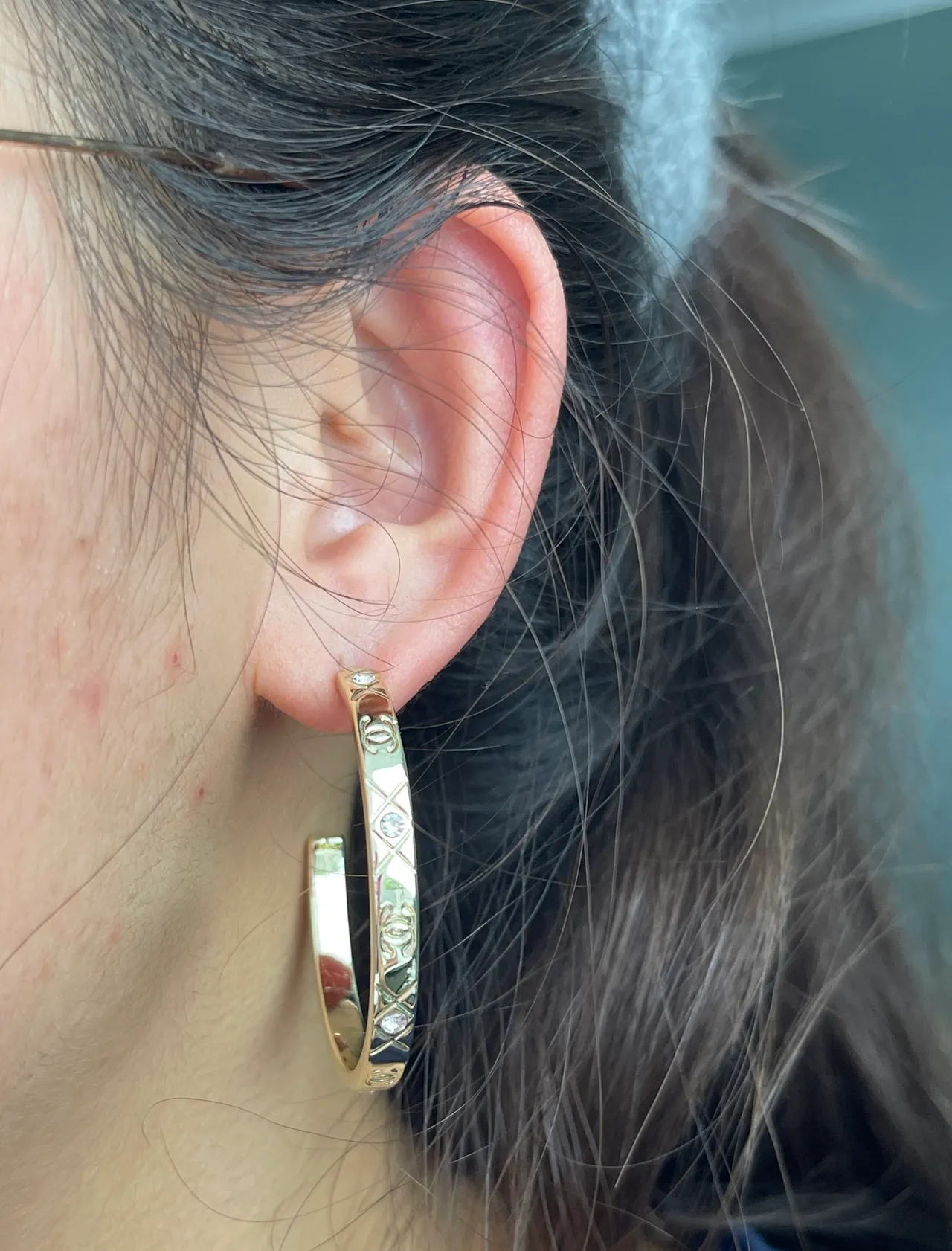 Chanel Gold Transparent Hoop Earrings 7