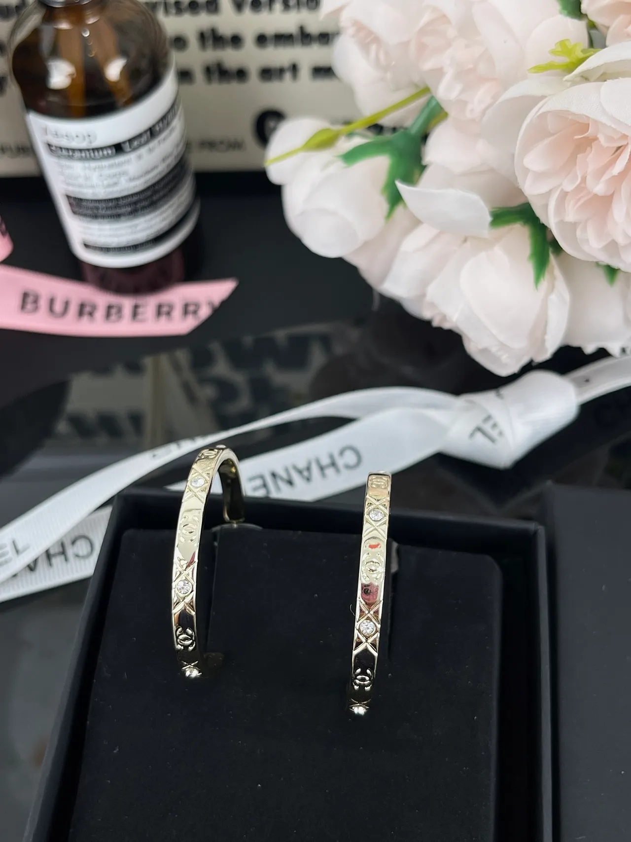 Chanel Gold Transparent Hoop Earrings 11