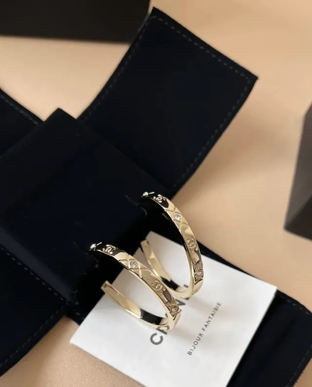Chanel Gold Transparent Hoop Earrings 15