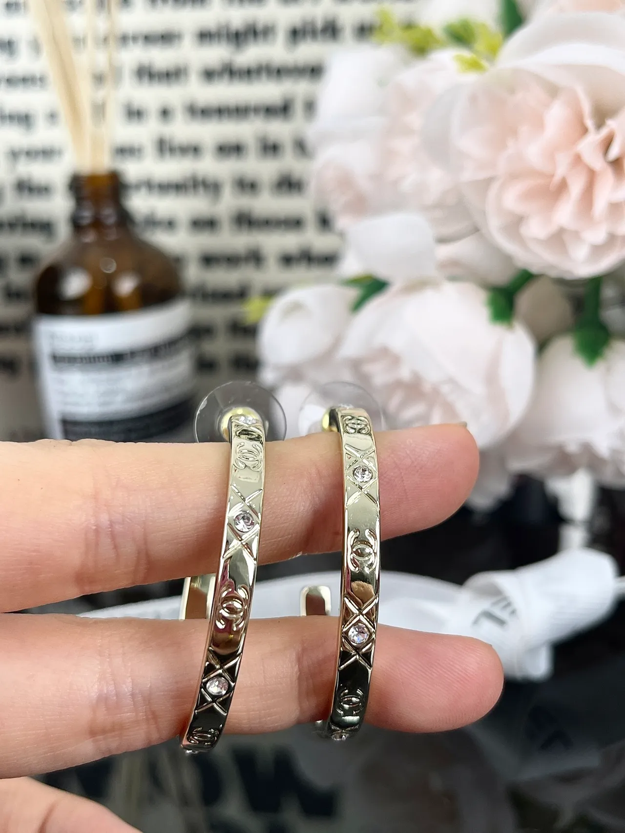 Chanel Gold Transparent Hoop Earrings 16