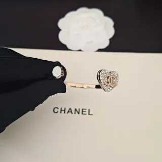 Chanel Gold White Heart-Shaped Pavé-Crystal Bracelet