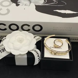 Chanel Gold White Pavé Crystal Bracelet