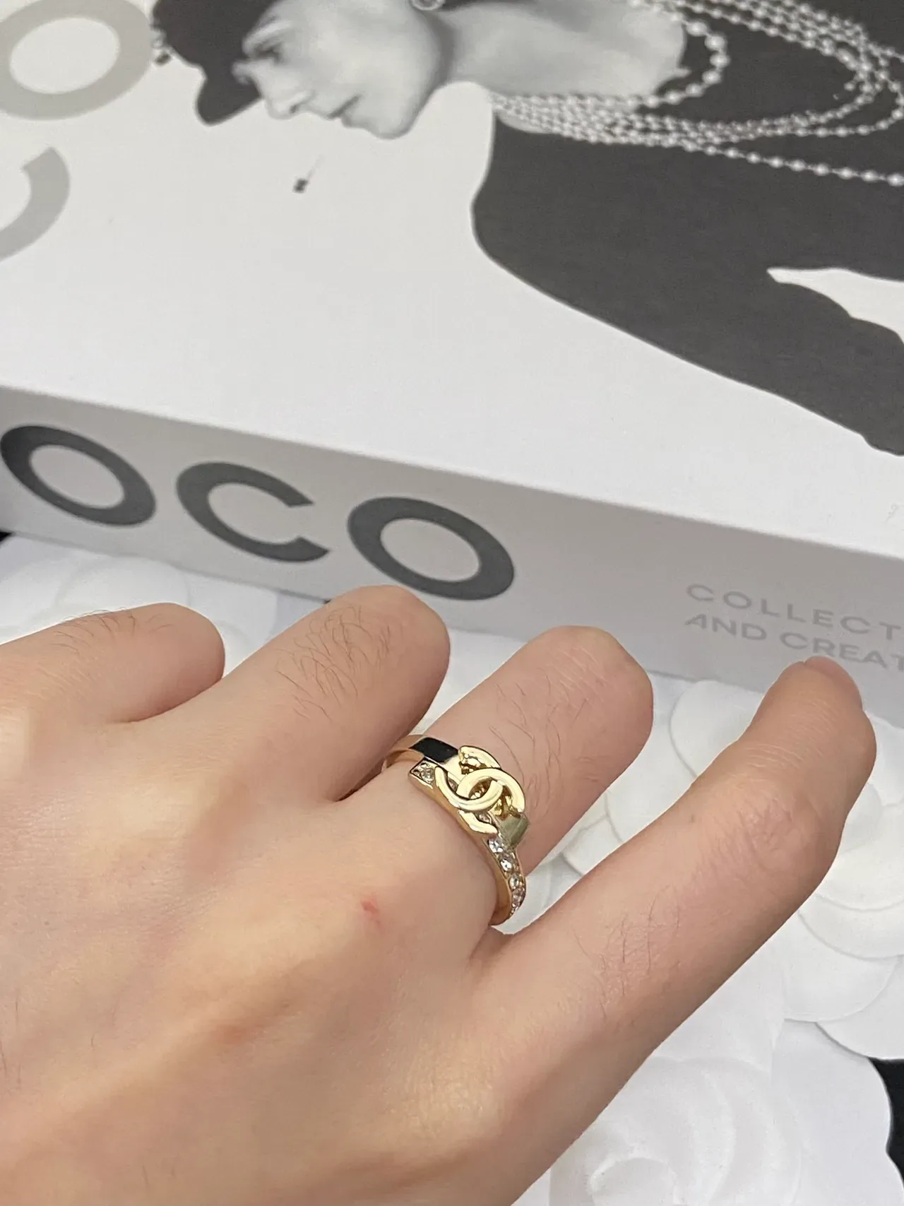 Chanel Gold White Pavé Crystal Bracelet 3