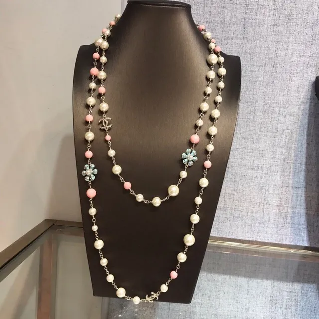 Chanel Collier Perles Longues Beige Rose Multi-Strand Collier de Perles 8