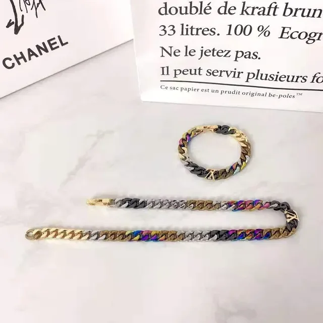Chanel Multicolor Enamel-Coated Curb Chain Metallic Mixed-Tone Links Bracelet 1