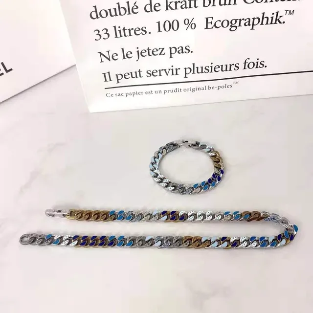 Chanel Multicolor Enamel-Coated Curb Chain Metallic Mixed-Tone Links Bracelet 4