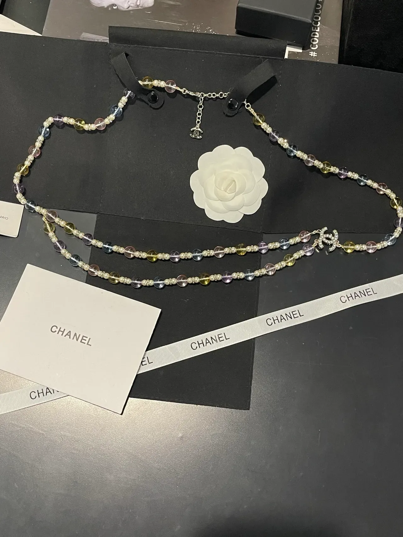 Chanel Multicolor White Multi-Strand Beaded Necklace 1