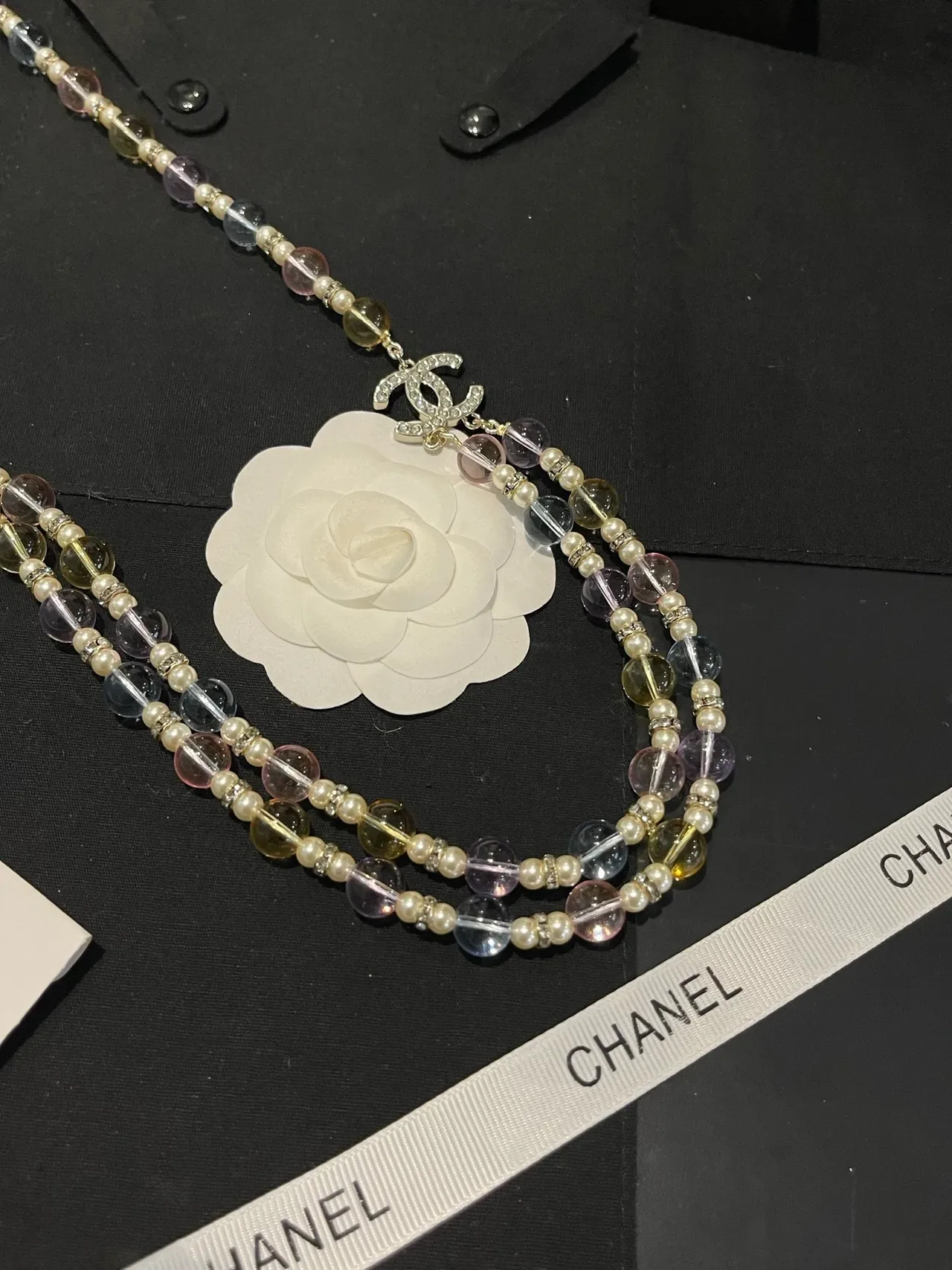 Chanel Multicolor White Multi-Strand Beaded Necklace 3
