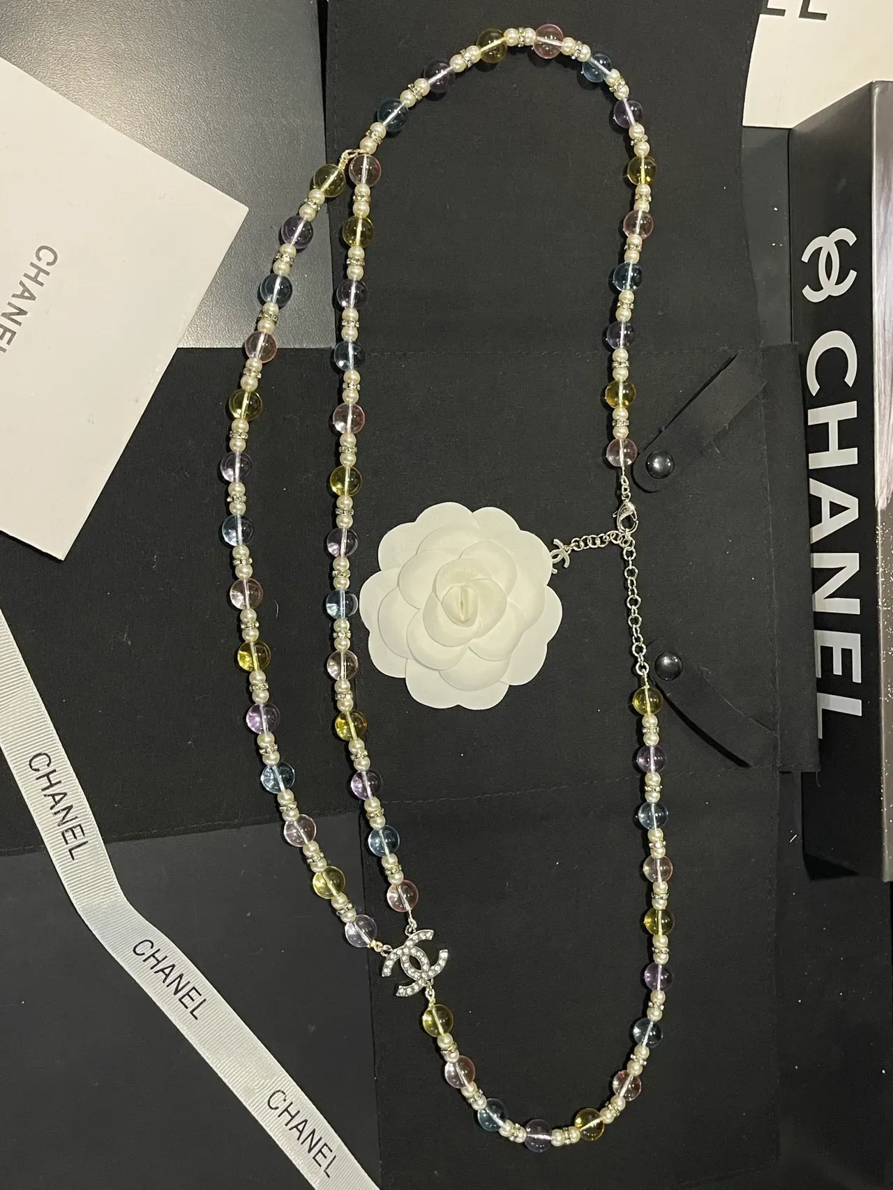 Chanel Multicolor White Multi-Strand Beaded Necklace 6