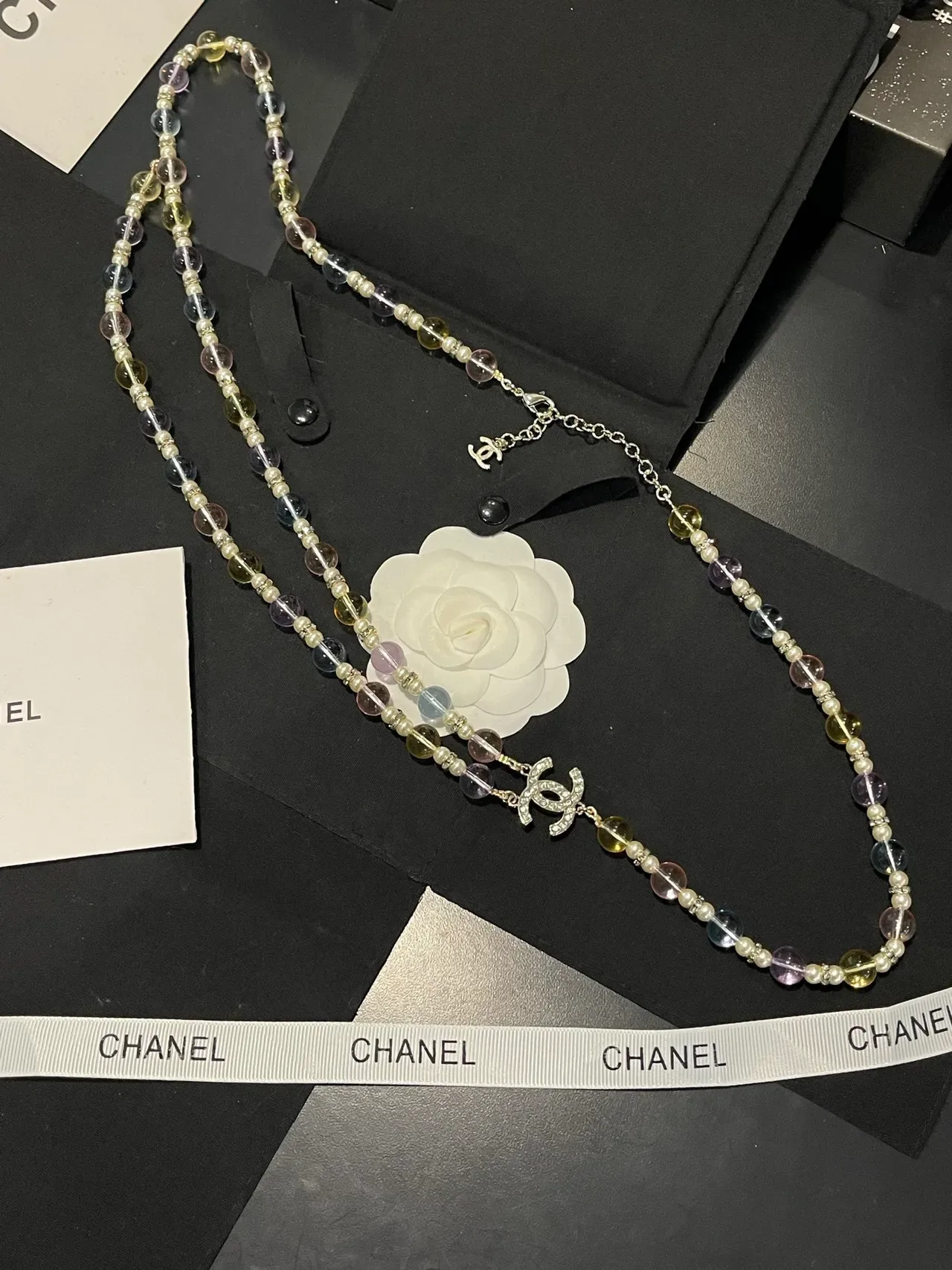 Chanel Multicolor White Multi-Strand Beaded Necklace 7