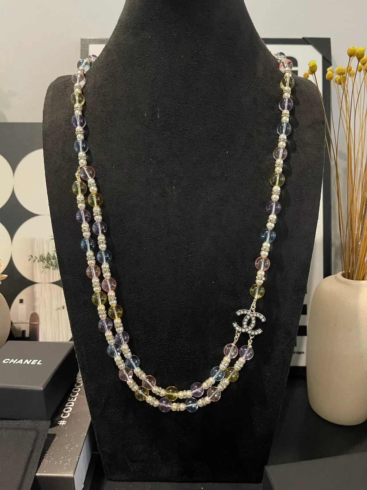 Chanel Multicolor White Multi-Strand Beaded Necklace 9
