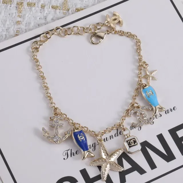 Chanel Bracelet Charm Nautique Chaîne Or Bleu Charms Émaillés 2