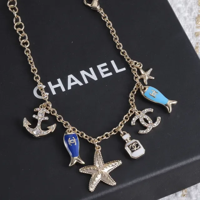 Chanel Bracelet Charm Nautique Chaîne Or Bleu Charms Émaillés 3